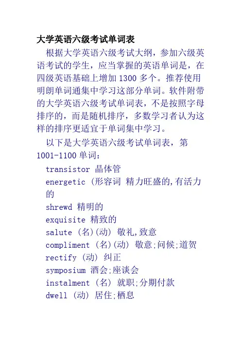 大学英语六级考试单词表
