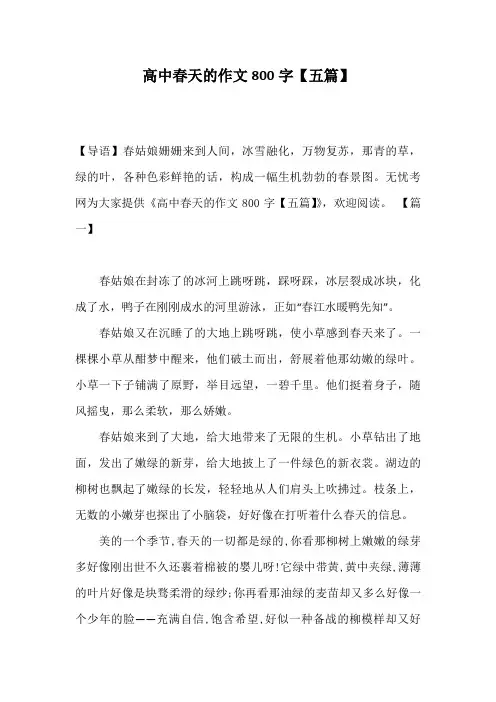 高中春天的作文800字【五篇】