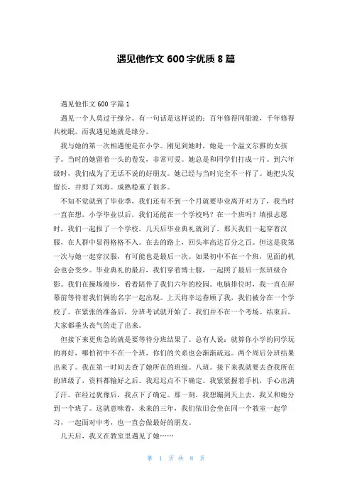 遇见他作文600字优质8篇