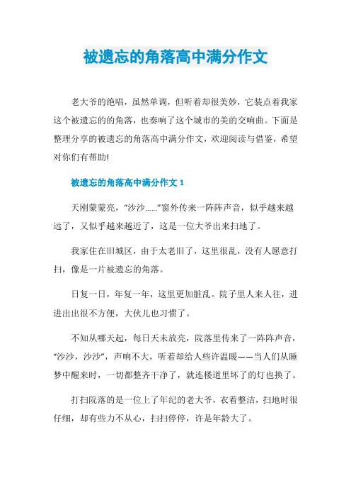 被遗忘的角落高中满分作文