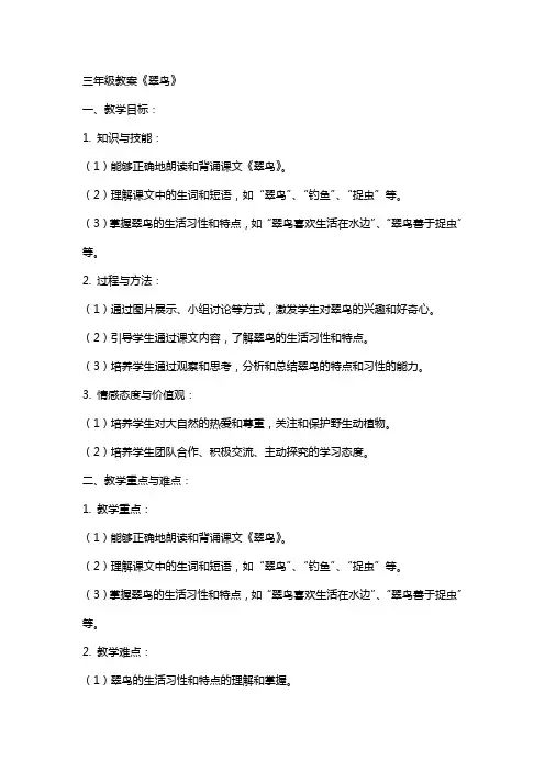 三年级教案《翠鸟》
