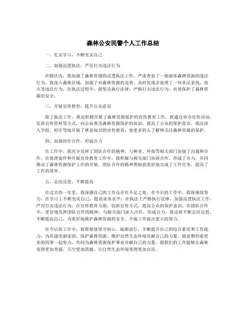 森林公安民警个人工作总结