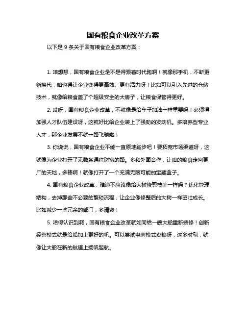 国有粮食企业改革方案