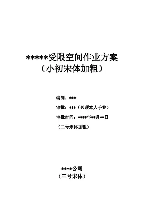 受限空间作业方案模板