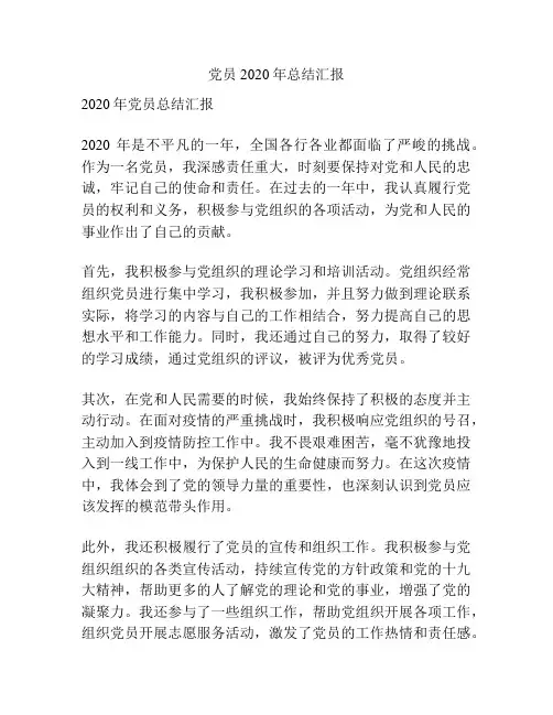 党员2020年总结汇报