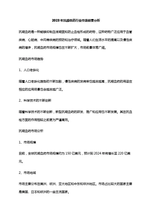 2023年抗凝血药行业市场前景分析