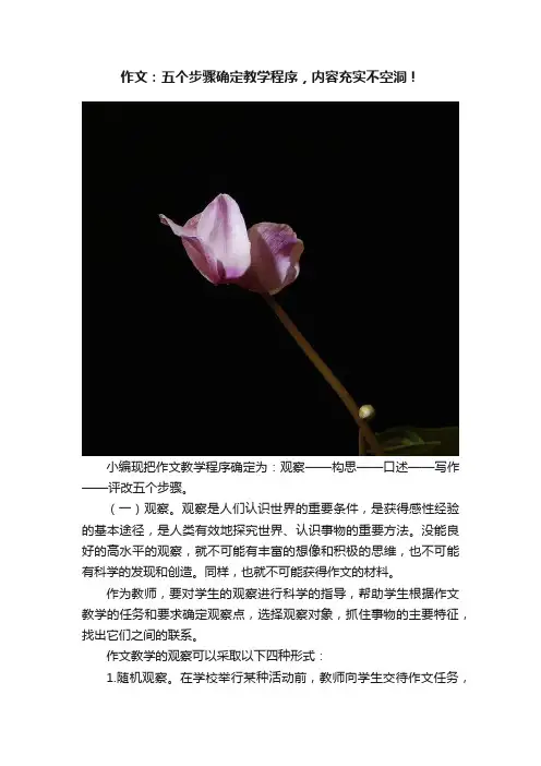 作文：五个步骤确定教学程序，内容充实不空洞！