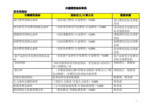 绩效管理-BSC关键绩效指标
