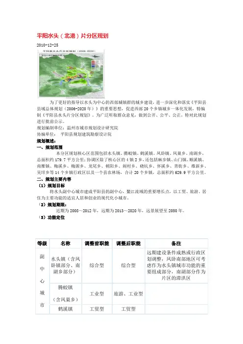 平阳水头北港片规划