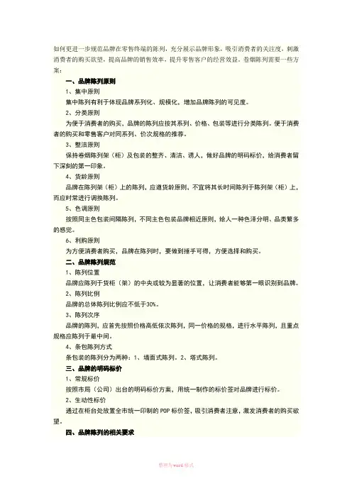 卷烟陈列原则