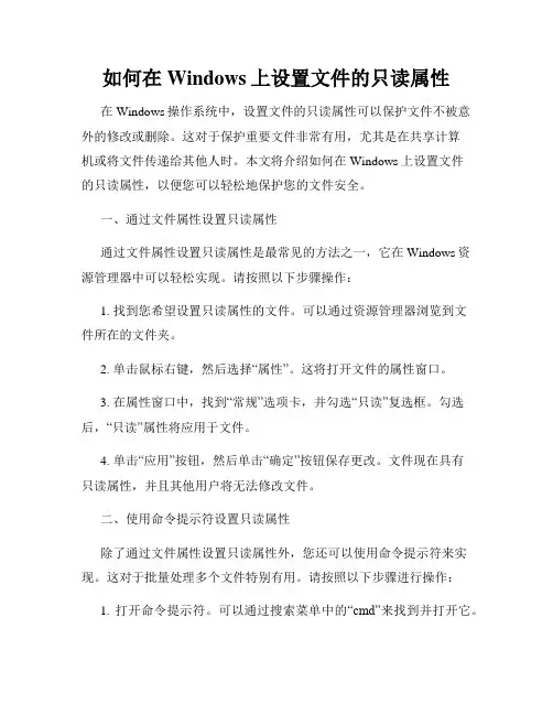 如何在Windows上设置文件的只读属性