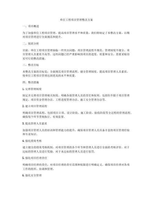 单位工程项目管理整改方案