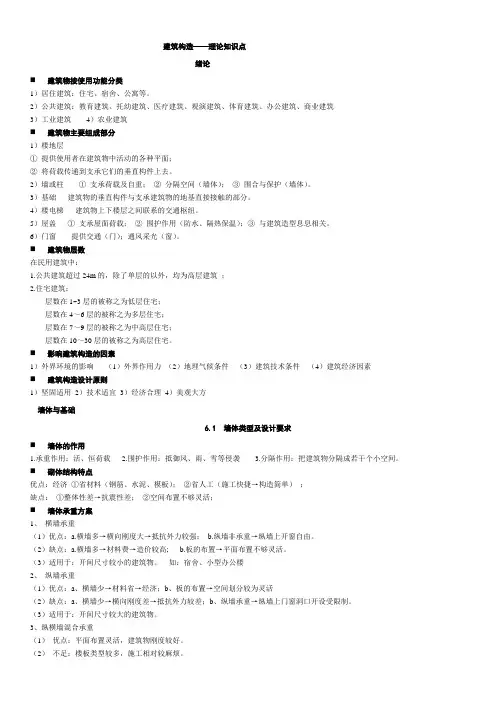建筑构造-理论知识点