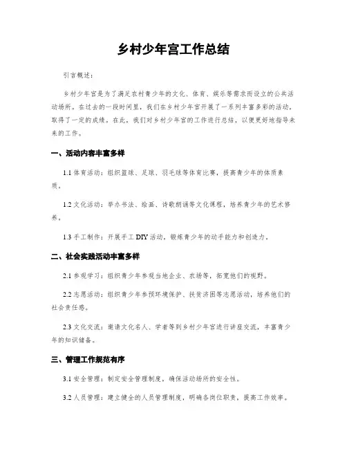 乡村少年宫工作总结
