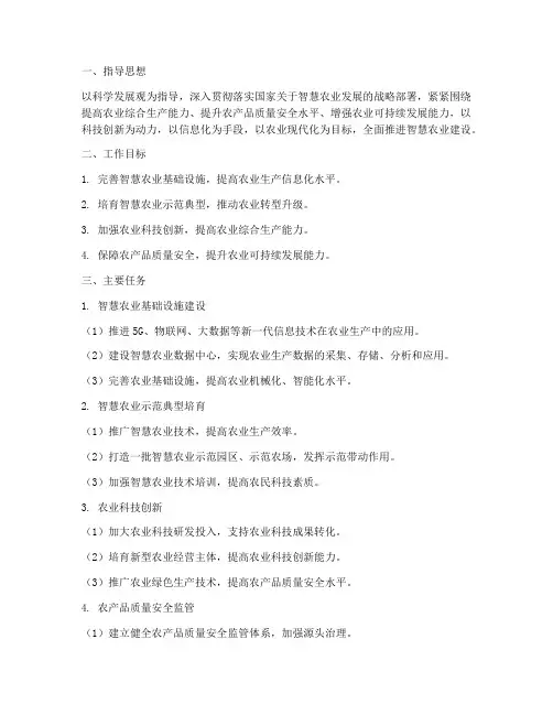 智慧农业管理工作计划