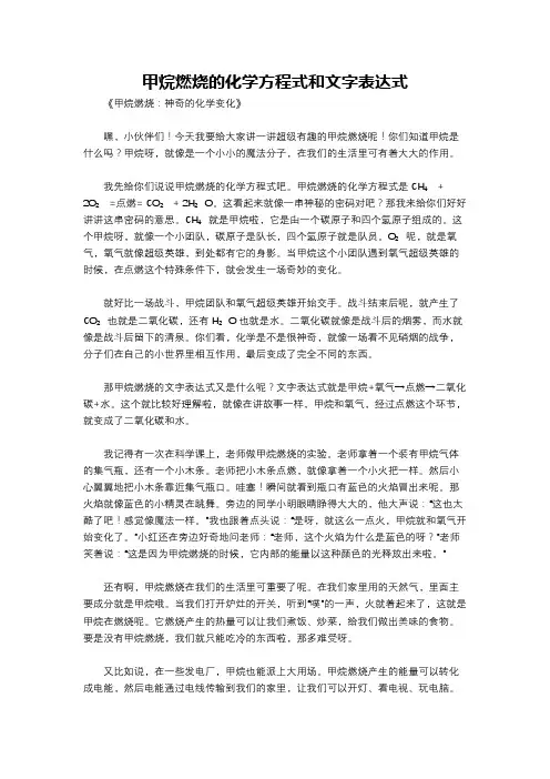 甲烷燃烧的化学方程式和文字表达式