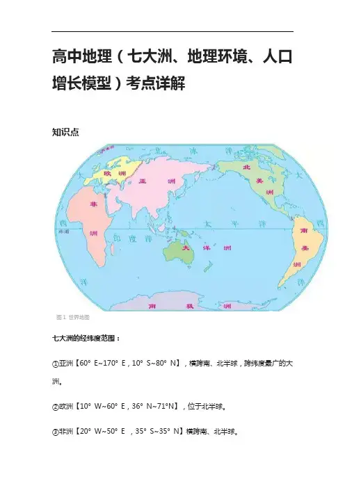 [全]高中地理(七大洲、地理环境、人口增长模型)考点详解