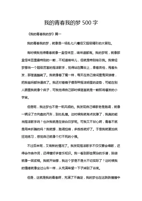 我的青春我的梦500字