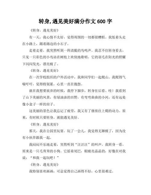 转身,遇见美好满分作文600字