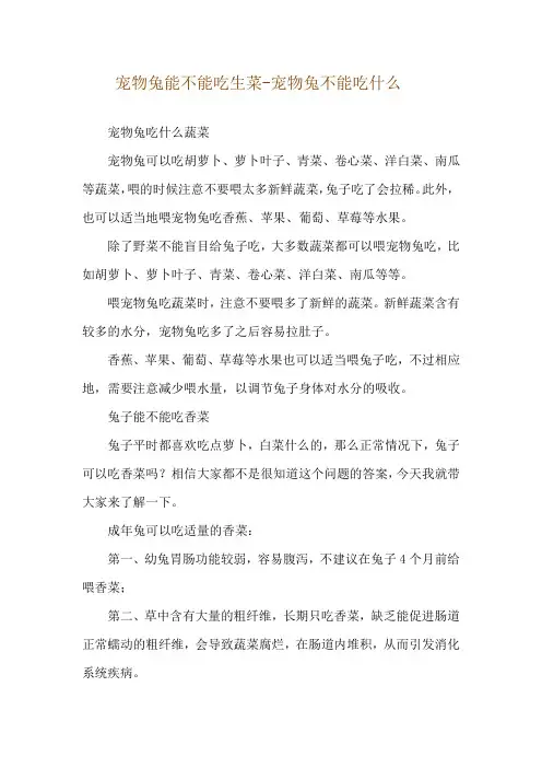 宠物兔能不能吃生菜-宠物兔不能吃什么