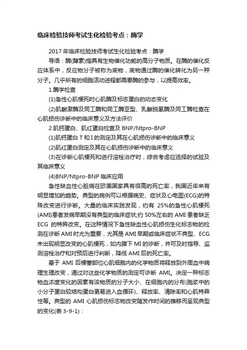 临床检验技师考试生化检验考点：酶学