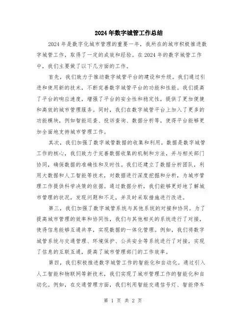 2024年数字城管工作总结