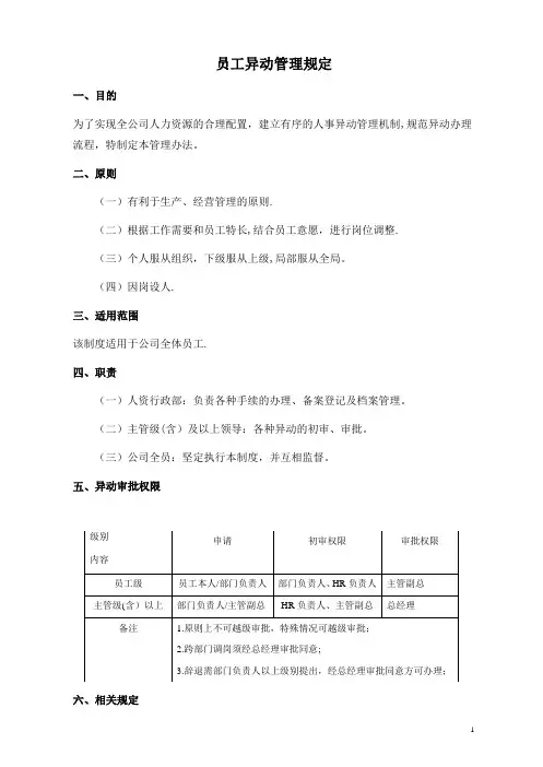 员工异动管理规定