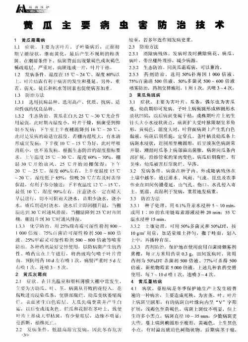 黄瓜主要病虫害防治技术