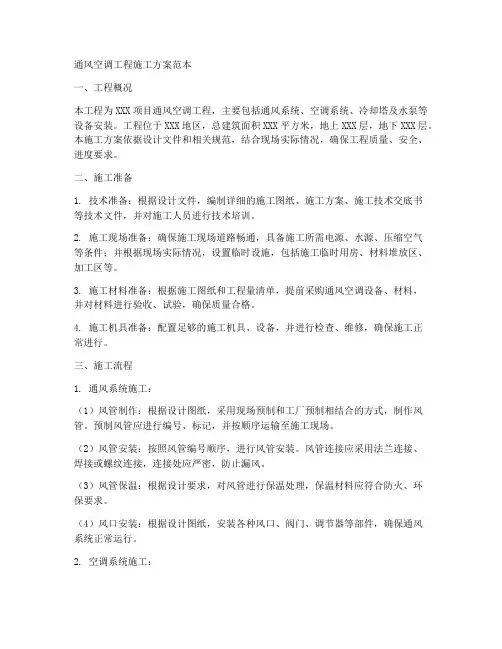 通风空调工程施工方案范本