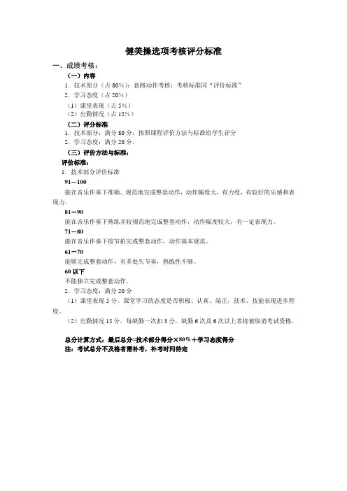 健美操选项考核评分标准
