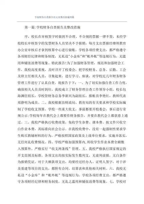 学校财务自查报告范文及整改措施四篇