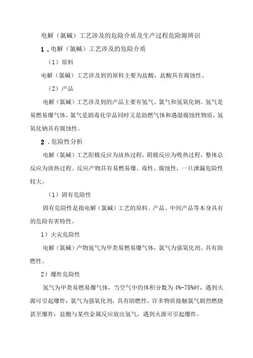 4电解(氯碱)工艺涉及的危险介质及生产过程危险源辨识