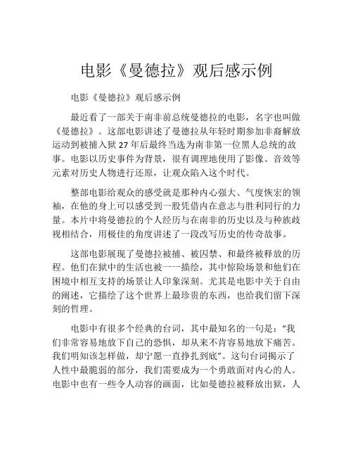 电影《曼德拉》观后感示例