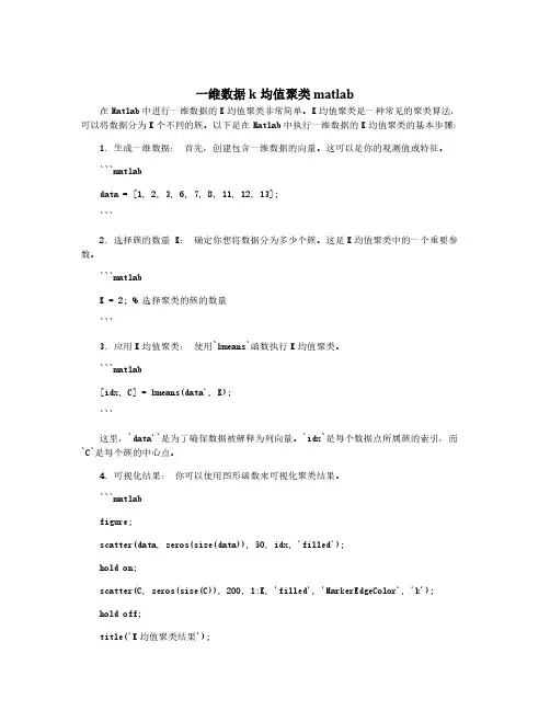 一维数据k均值聚类 matlab