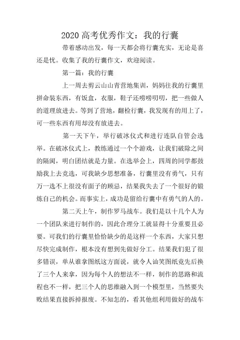 高考优秀作文：我的行囊