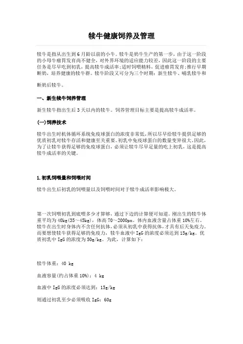 犊牛健康饲养及管理