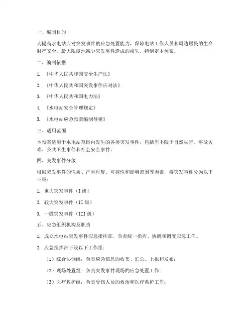 水电站简约综合应急预案