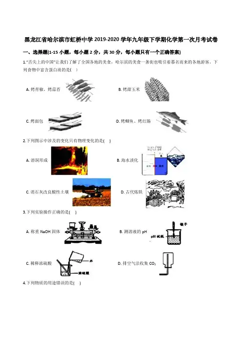 黑龙江省哈尔滨市虹桥中学2019-2020年九年级下学期化学第一次月考试卷(解析版)
