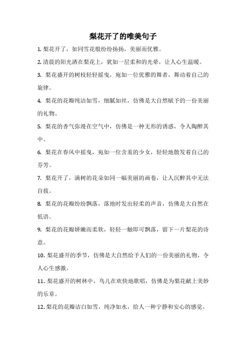 梨花开了的唯美句子