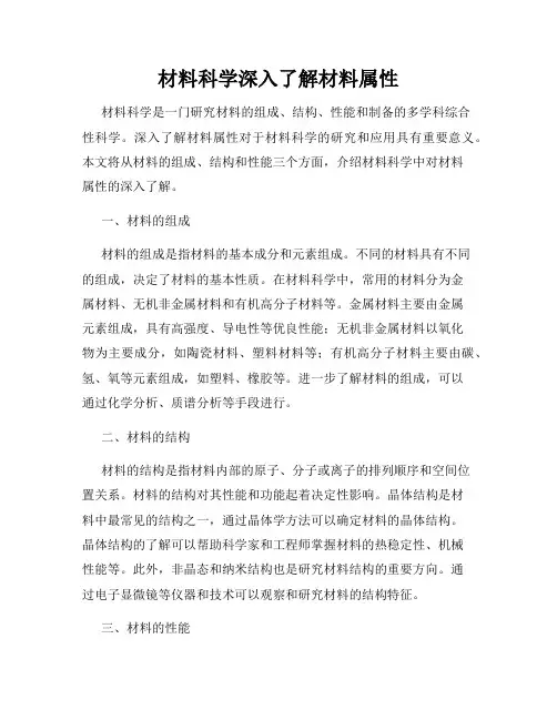 材料科学深入了解材料属性