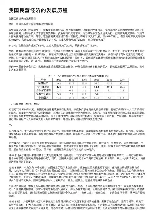 我国民营经济的发展历程