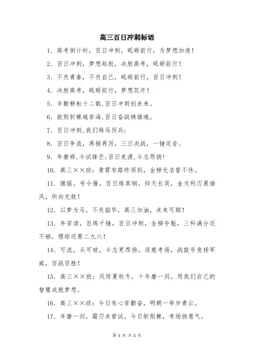 高三百日冲刺标语