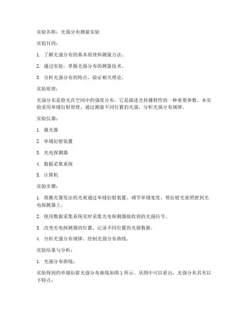 光强分布测量实验报告