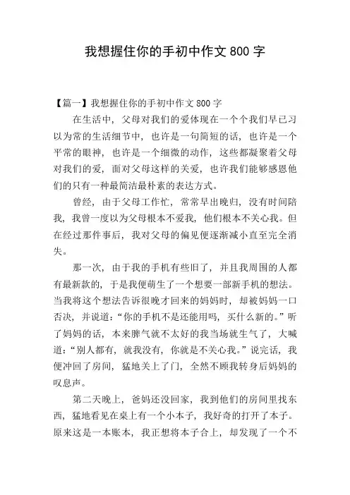 我想握住你的手初中作文800字