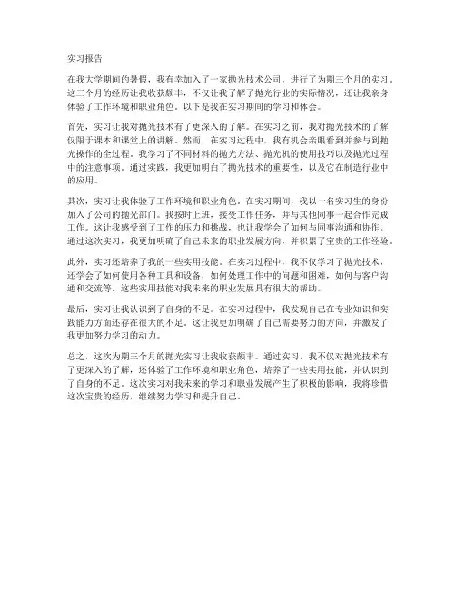 抛光三个月的实习报告
