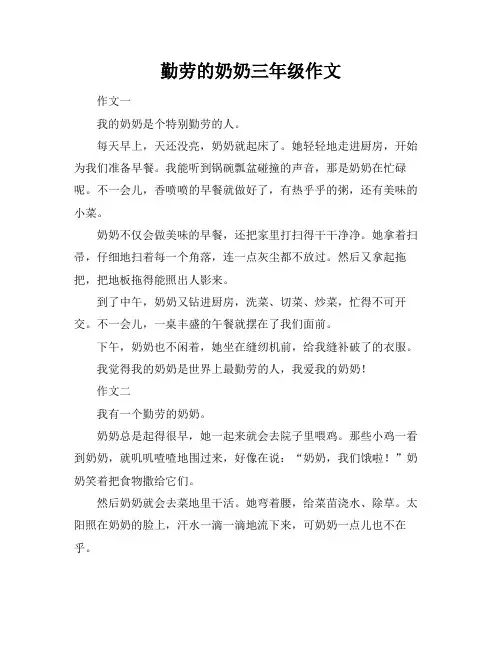 勤劳的奶奶三年级作文