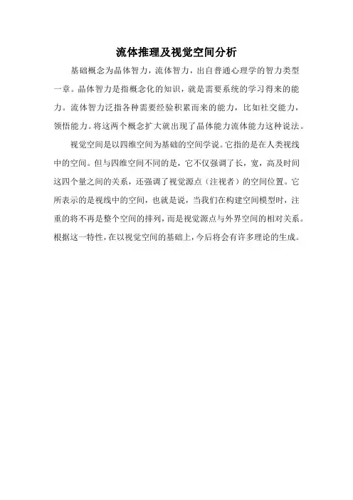 流体推理及视觉空间分析