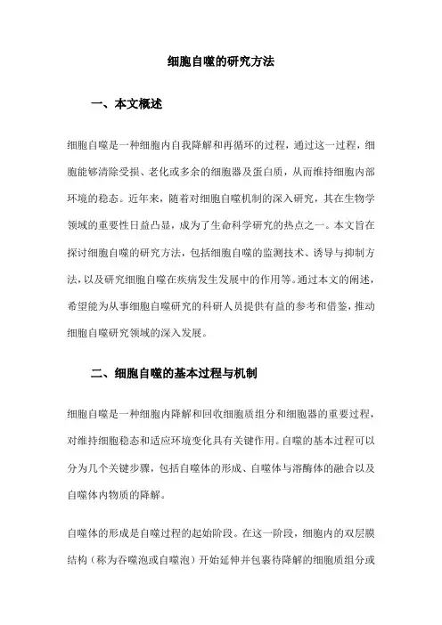 细胞自噬的研究方法