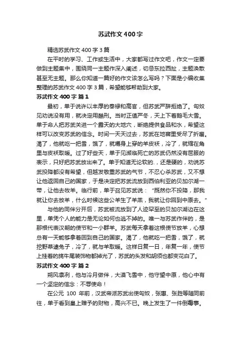 精选苏武作文400字3篇
