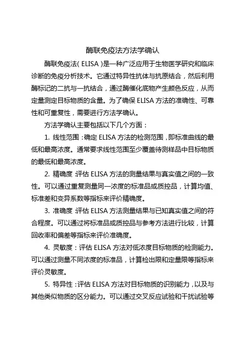 酶联免疫法方法学确认